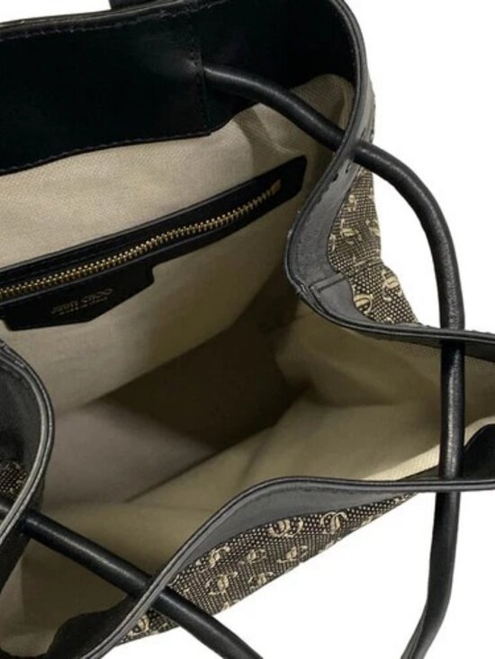 JIMMY CHOO Evan. Black Beige Jacquard Leather Backpack main image 11